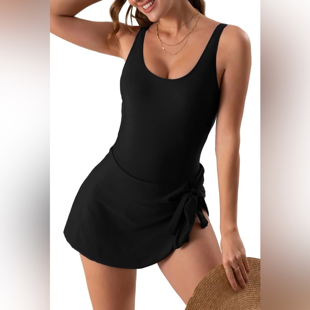 Large Eomenie One Piece Swimsuit for Women with Tummy Control Black